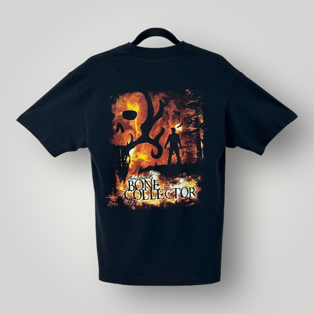 Bone Collector Graphic Tee Mens Medium Black Red Hunting Y2K Streetwear